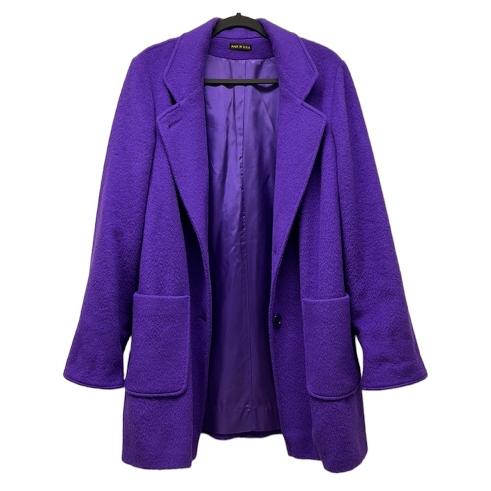 Vintage M.G. Kinsler Wool & Mohair Coat Purple Festive Winter‎ L/XL